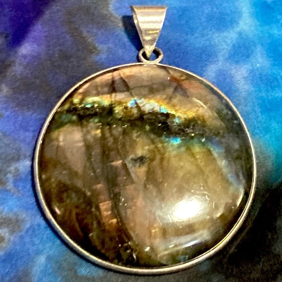 XL High Quality Bright Flash Blue Yellow PINK Labradorite 925 Gemstone Pendant - Picture 4 of 16